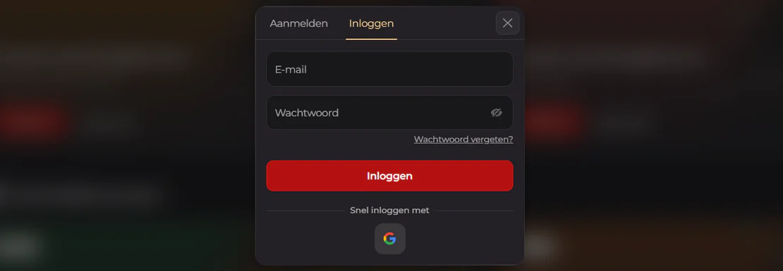 Crumbet Casino inlogformulier met e-mail, wachtwoord, wachtwoordherstel en Google-login